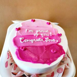 Custom Soft Icing Cake - "I'm proud of u! Congrats, love". - 4x2inches