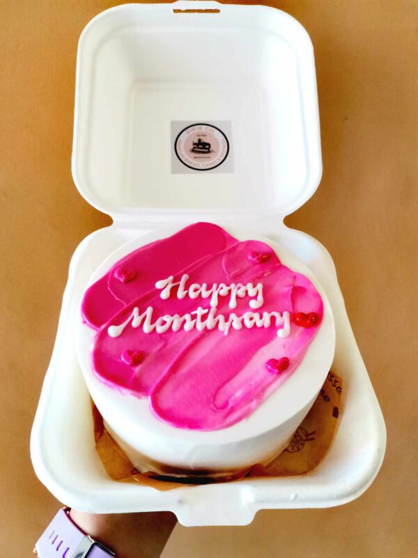 Custom Soft Icing Cake - 4x2 inches - Happy Monthsary