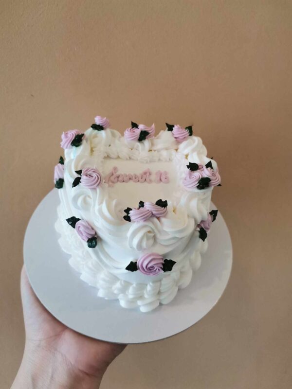 Custom Soft Icing Cake - 4x2 inches - Heart shaped - Sweet 16