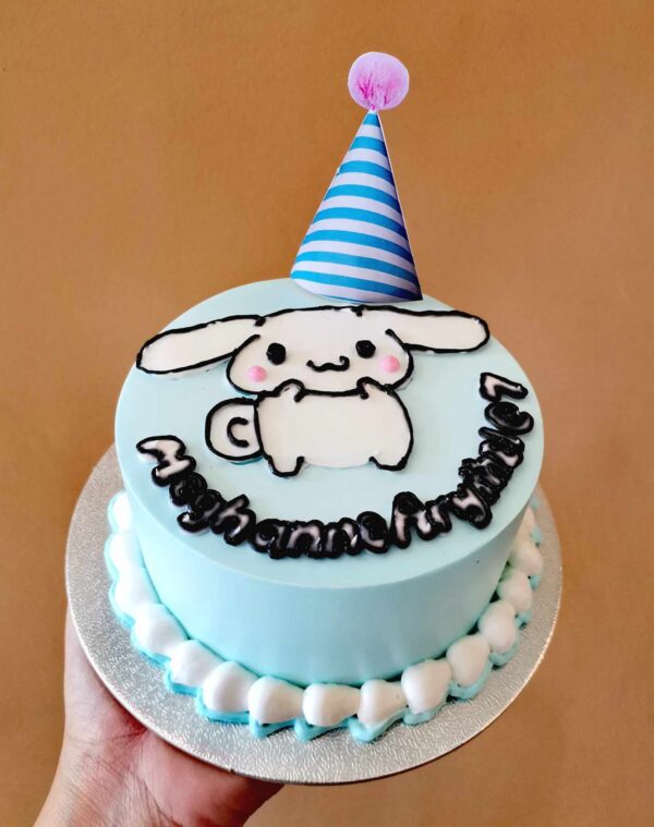 Custom Soft Icing Cake - 4x2 inches - with printed topper hat - Meghanne Arythel @ 7