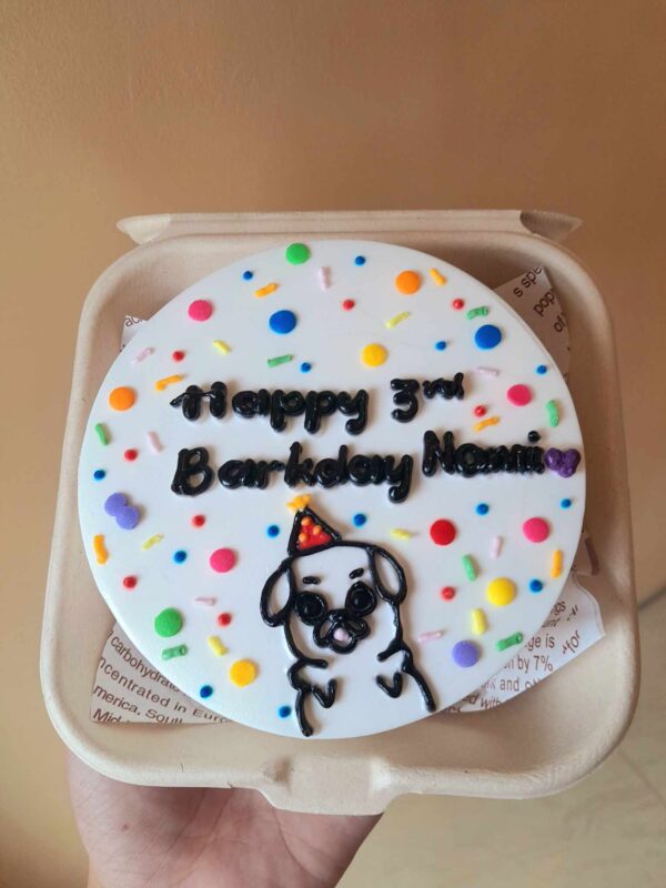 Custom Soft Icing Cake - 4x2 inches - Happy 3rd Barkday Nami