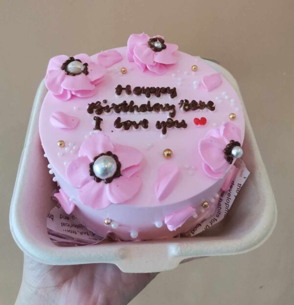 Custom Soft Icing Cake - 4x2 inches - Happy Birthday Bebe, I Love You