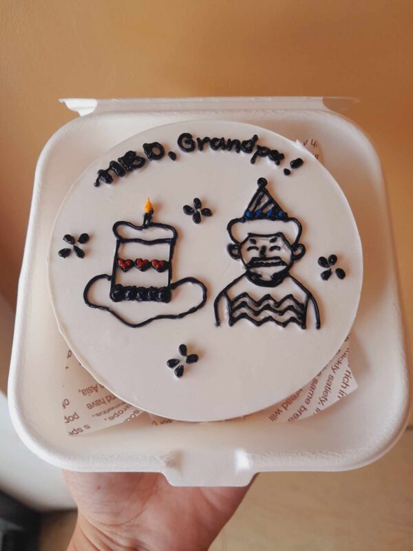 Custom Soft Icing Cake - 4x2 inches - Mango flavor - HBD, Grandpa