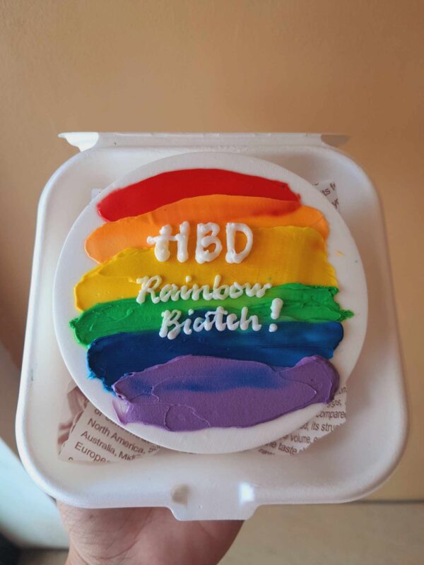 Custom Soft Icing Cake - 4x2 inches - HBD Rainbow Biatch!