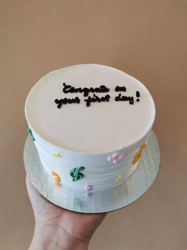 Custom Soft Icing Cake - 4x2 inches - Congrats on your first day!