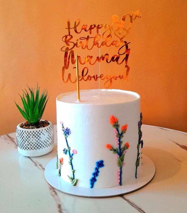 Custom Soft Icing Cake - 7x6 inches - Carrot cake - Happy 80th Birthday Mama, We love you!