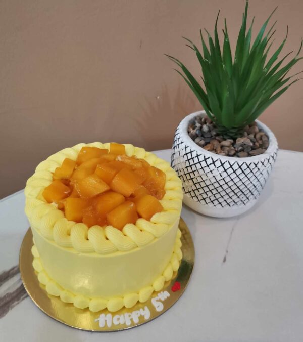 Custom Soft Icing Cake - 4×2 inches - Bento mango - Happy 5th