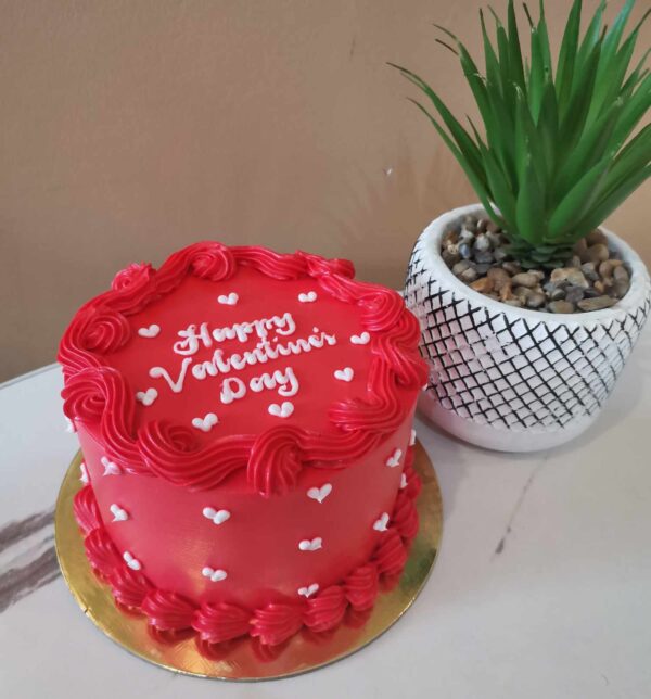 Custom Soft Icing Cake - 4×2 inches - mango flavor - Happy Valentine's Day