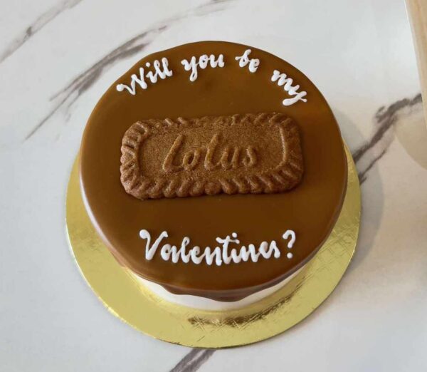 Custom Soft Icing Cake - 4x2 inches - Bento mocha biscoff - Will you be my Valentines?