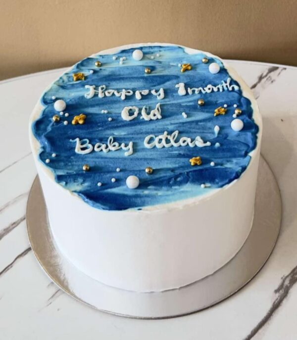 Custom Soft Icing Cake - 5 inches - Happy 1 month old baby Atlas